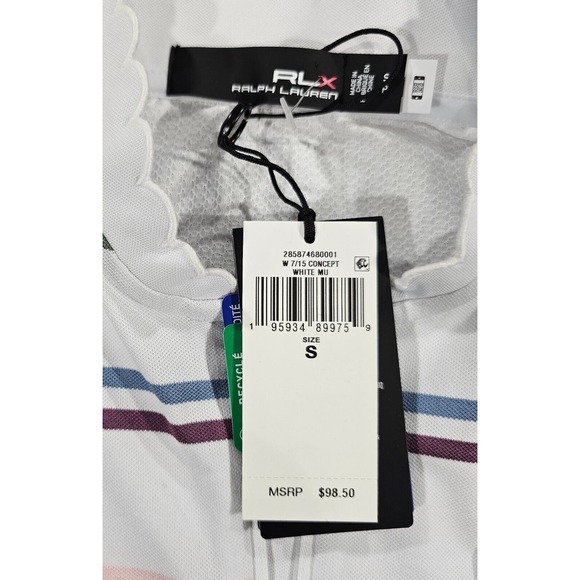 RLX Ralph Lauren Golf Tennis Sleeveless 1/2 Zip Polo Shirt Striped WOMENS SZ S - Picture 7 of 7